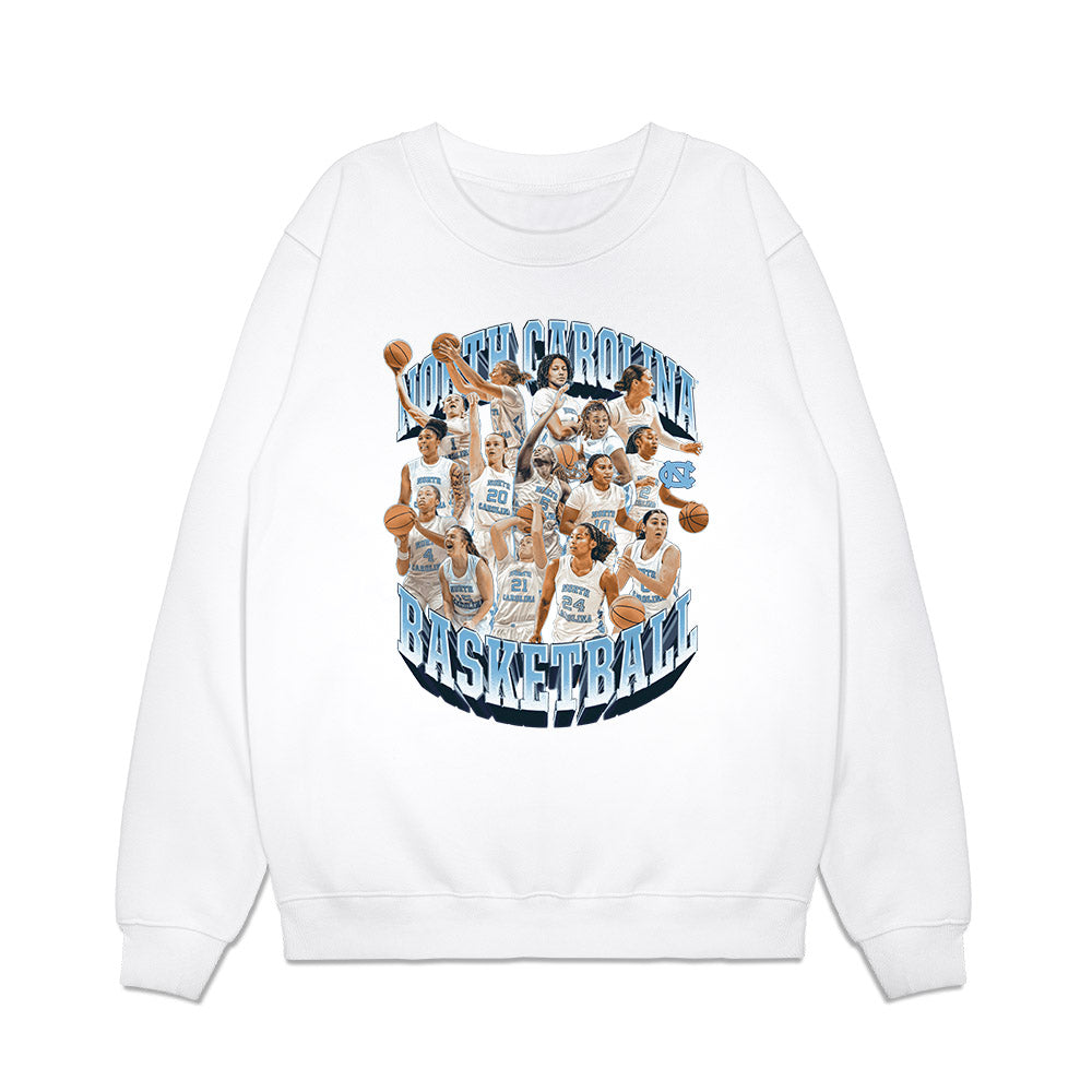 UNC - NCAA Women's Basketball : - Team Collage Premium Crewneck Sweatshirt-0