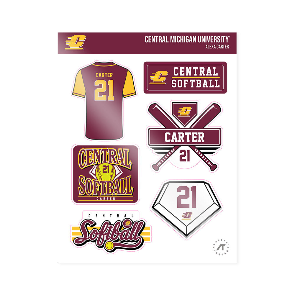 Central Michigan - NCAA Softball : Alexa Carter - Sticker Sheet-0