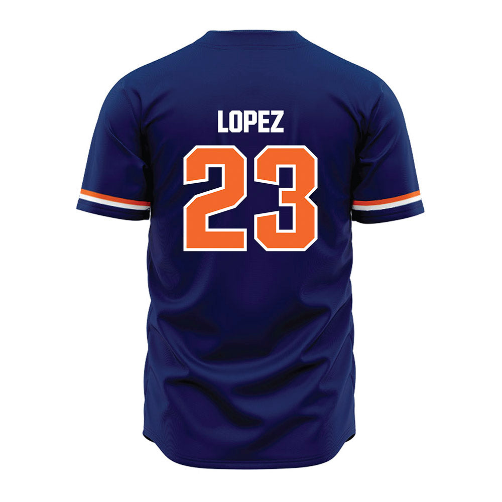 FPU - NCAA Baseball : Alex Lopez - Blue Jersey-1