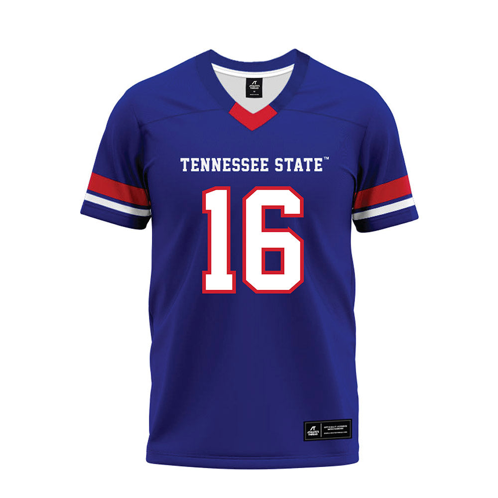 TN State - NCAA Football : Justin Logan - Blue Premium Football Jersey-0