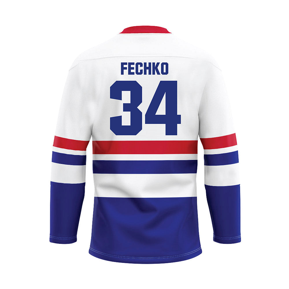TN State - NCAA Men's Ice Hockey : Trey Fechko - White Hockey Jersey-1