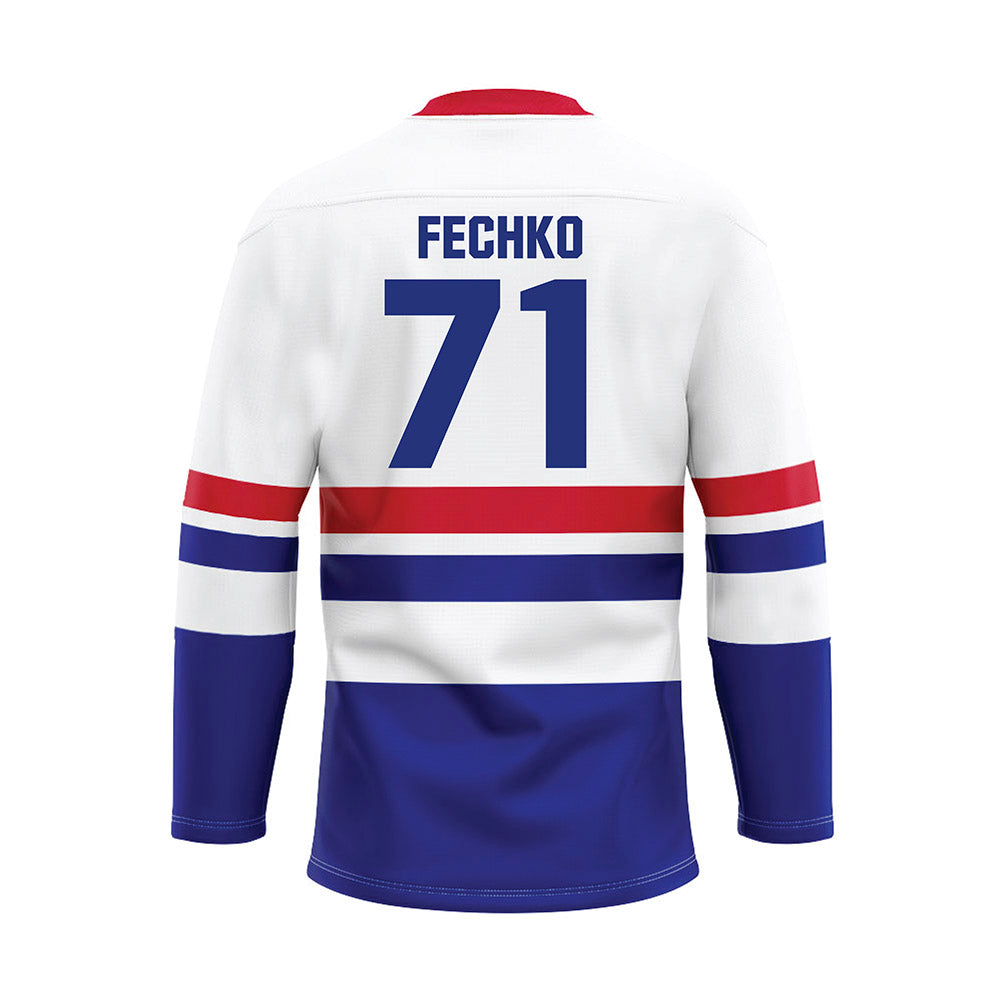 TN State - NCAA Men's Ice Hockey : Marcus Fechko - White Hockey Jersey-1