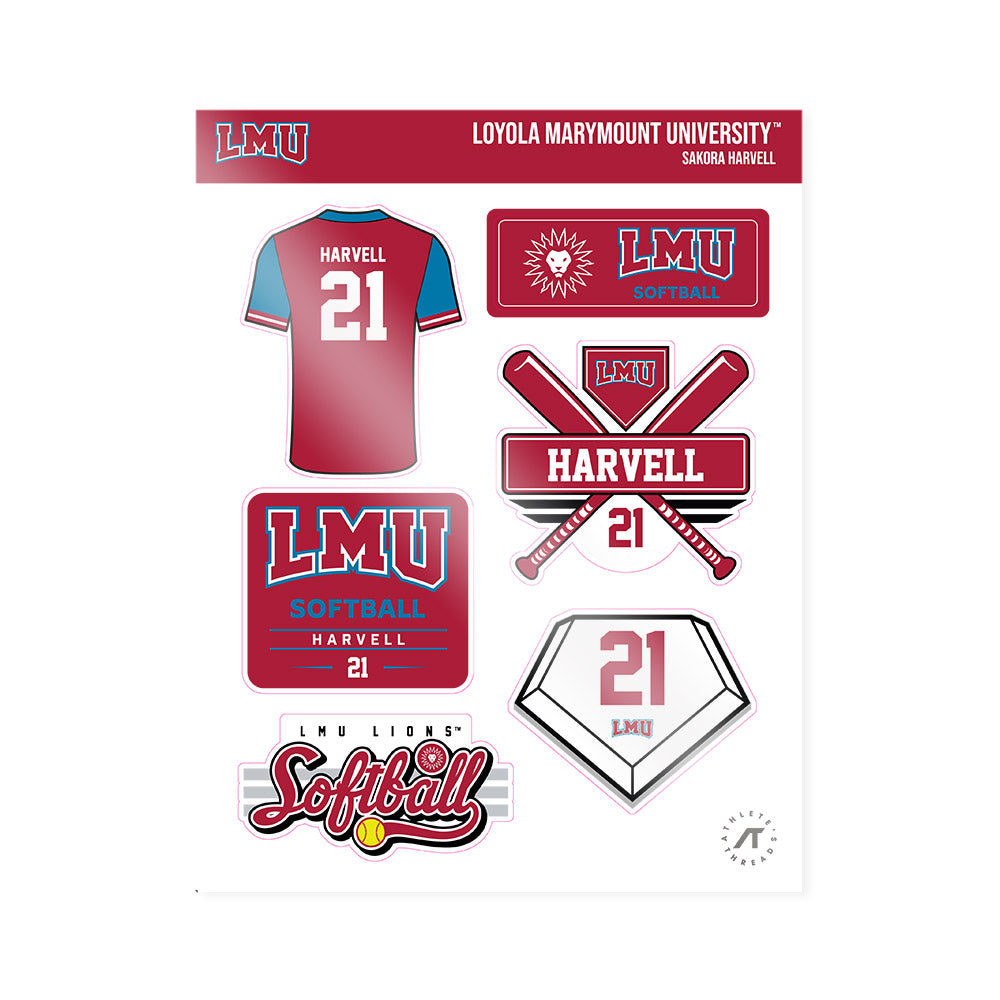 LMU - NCAA Softball : Sakora Harvell - Sticker Sheet-0
