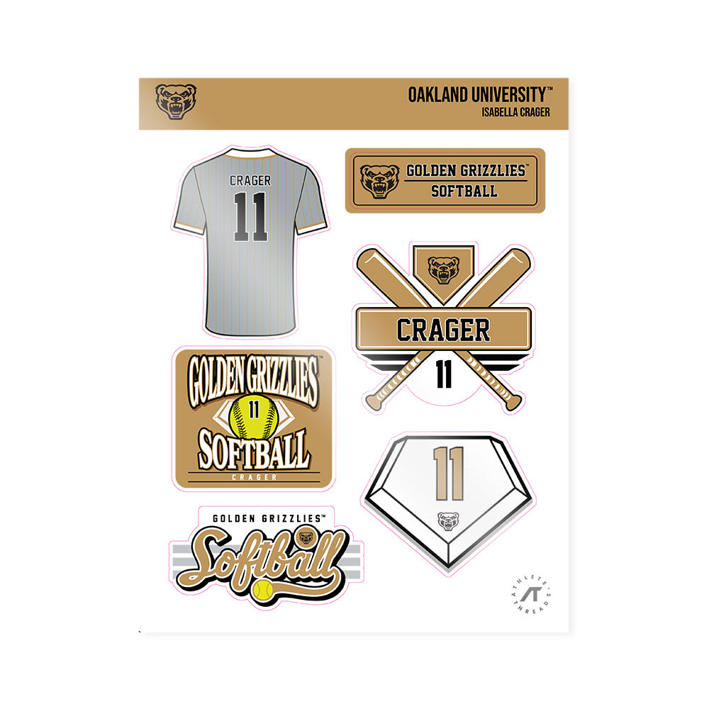 Oakland - NCAA Softball : Isabella Crager - Sticker Sheet-0
