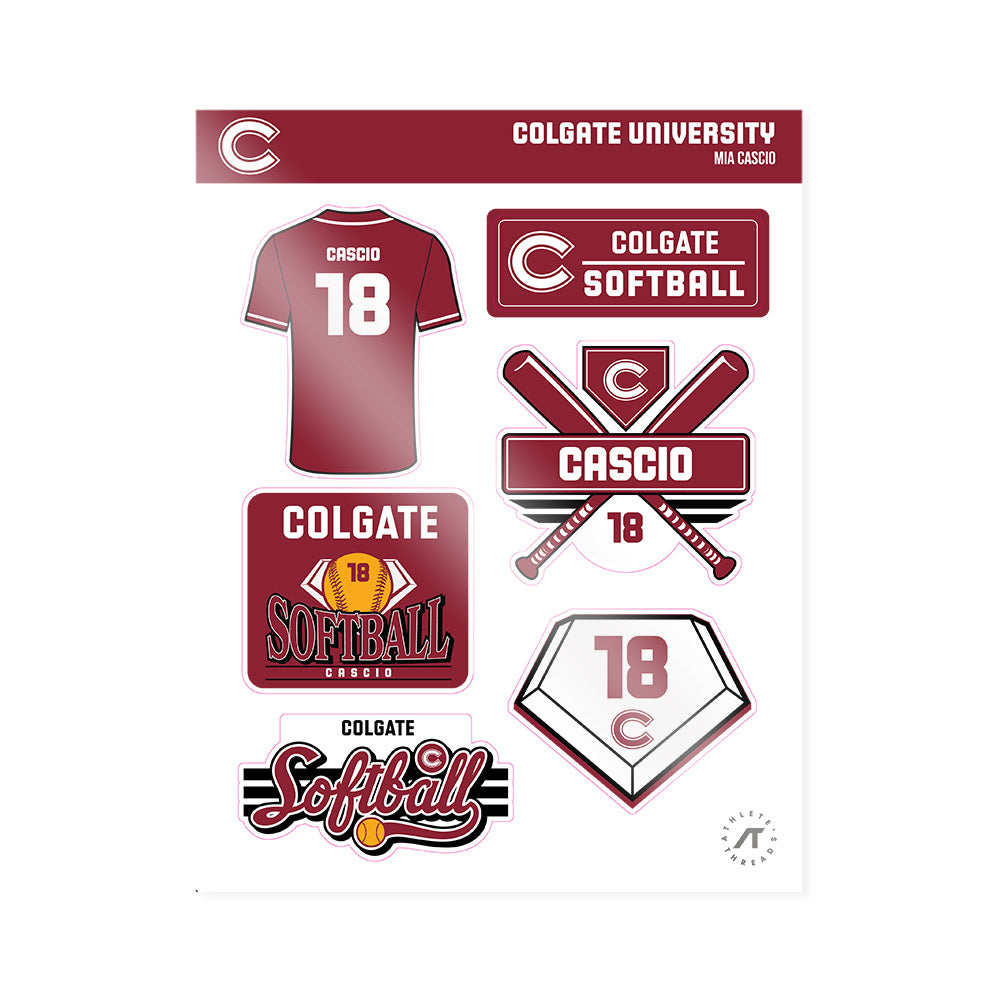 Colgate - NCAA Softball : Mia Cascio - Sticker Sheet-0