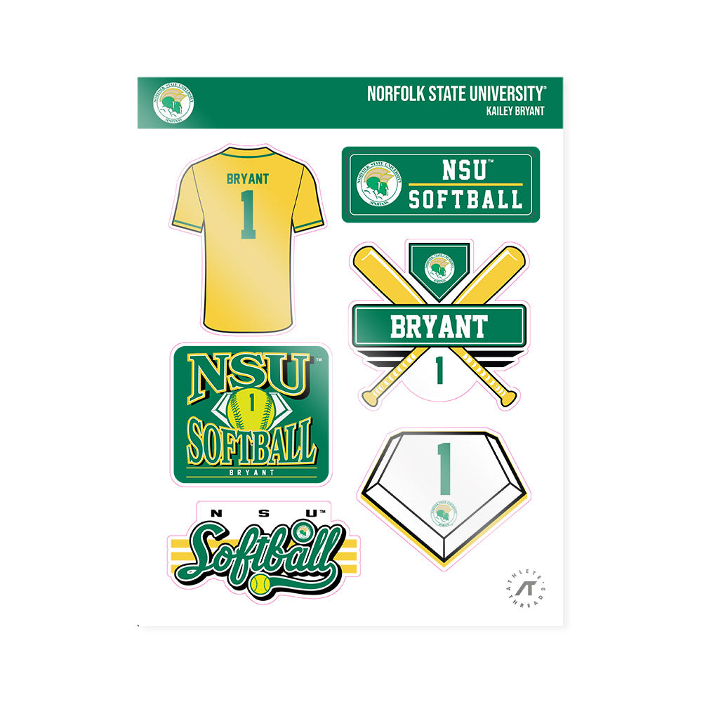 Norfolk State - NCAA Softball : Kailey Bryant - Sticker Sheet-0