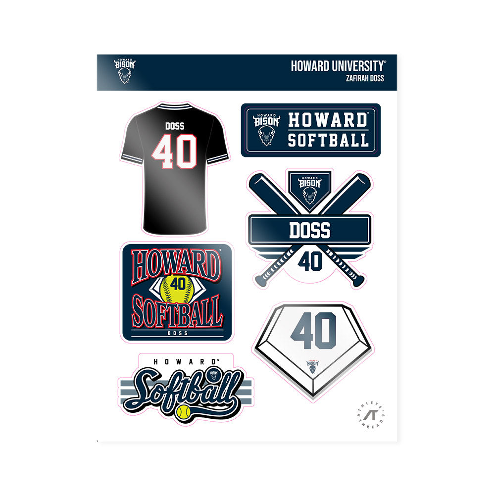 Howard - NCAA Softball : Zafirah Doss - Sticker Sheet-0