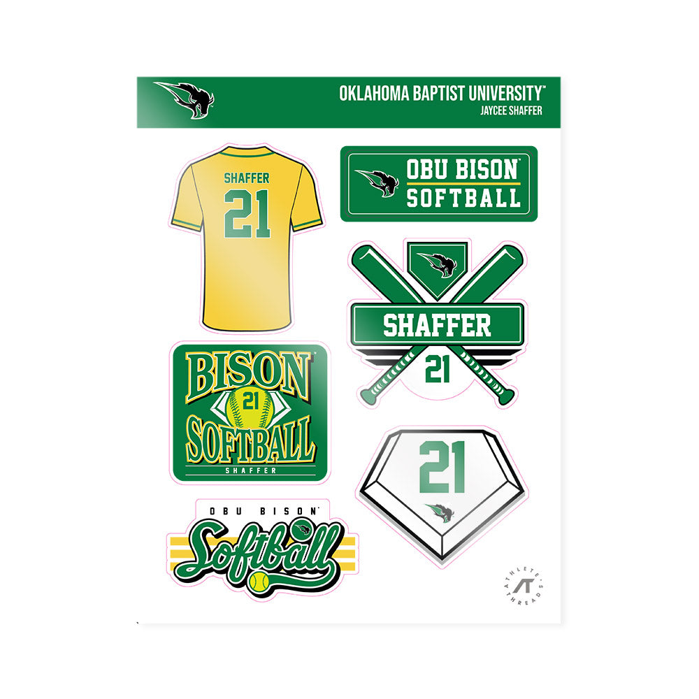 OKBU - NCAA Softball : Jaycee Shaffer - Sticker Sheet-0