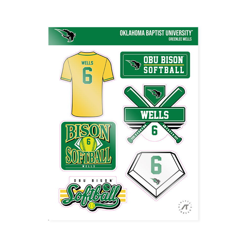 OKBU - NCAA Softball : Greenlee Wells - Sticker Sheet-0