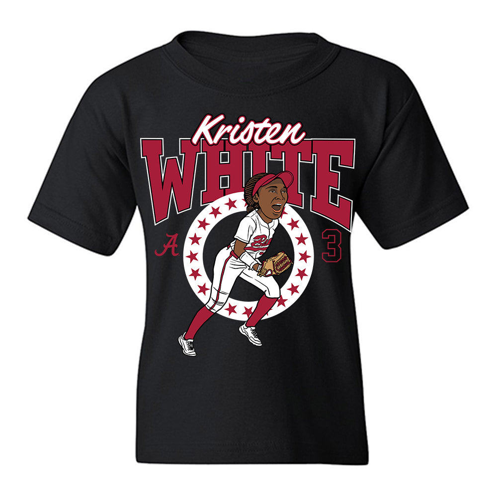 Alabama - NCAA Softball : Kristen White - Caricature Youth T-Shirt-0