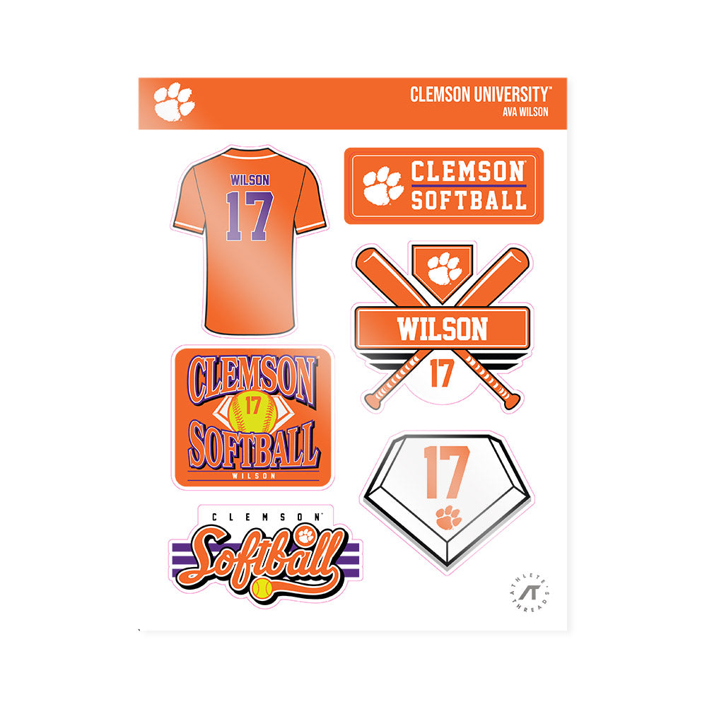 Clemson - NCAA Softball : Ava Wilson - Sticker Sheet-0