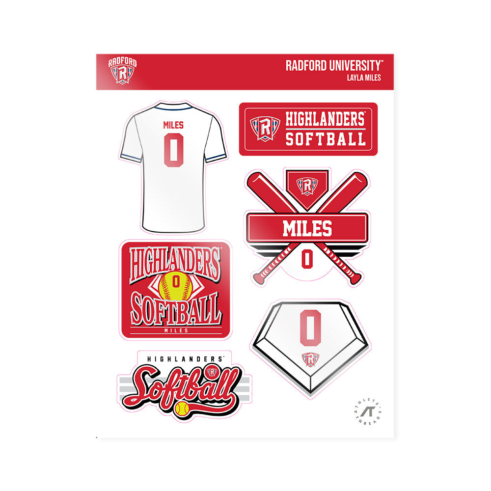 Radford - NCAA Softball : Layla Miles - Sticker Sheet-0