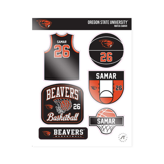 Oregon State - NCAA Men's Basketball : Matija Samar - Sticker Sheet-0