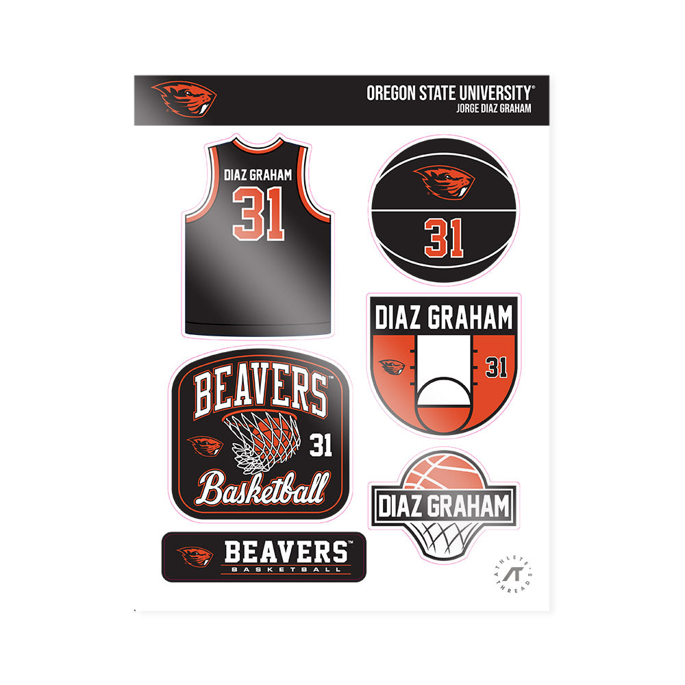 Oregon State - NCAA Men's Basketball : Jorge Diaz Graham - Sticker Sheet-0