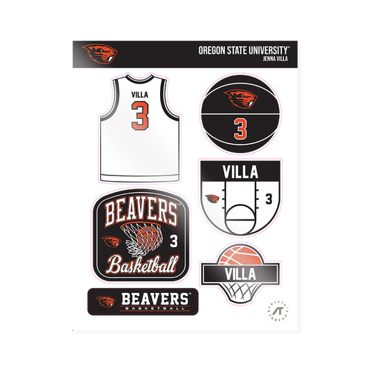 Oregon State - NCAA Women's Basketball : Jenna Villa - Sticker Sheet-0