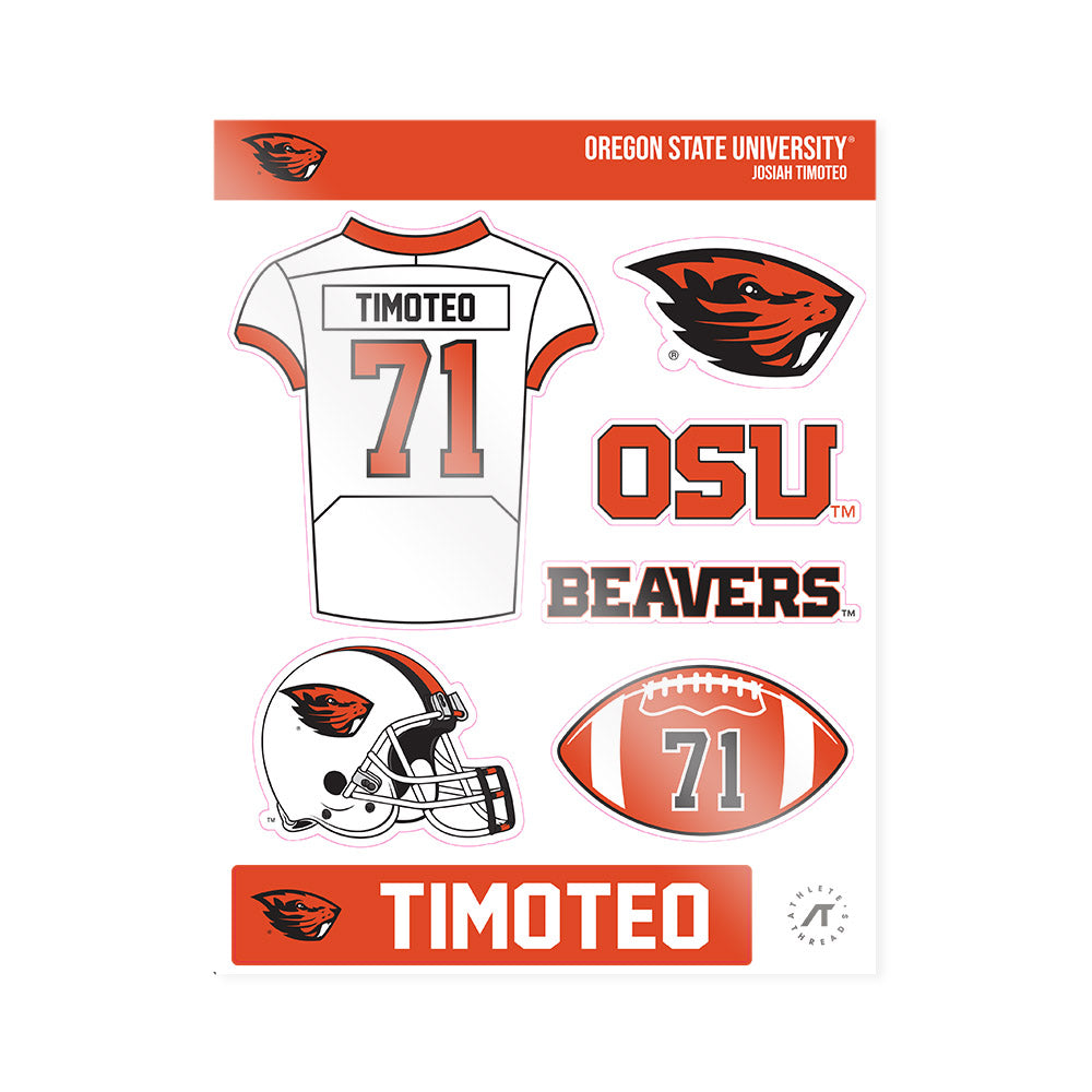 Oregon State - NCAA Football : Josiah Timoteo - Sticker Sheet-0