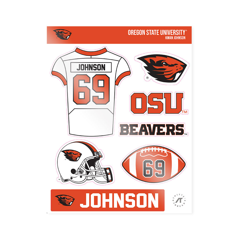 Oregon State - NCAA Football : Kwan Johnson - Sticker Sheet-0