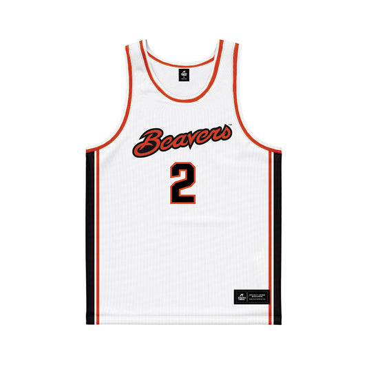 Oregon State - NCAA Men's Basketball : Josiah Lake II - White Basketball Jersey-0