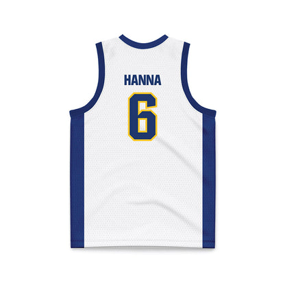 New Haven - NCAA Men's Basketball : Justice Hanna - White Basketball Jersey-1