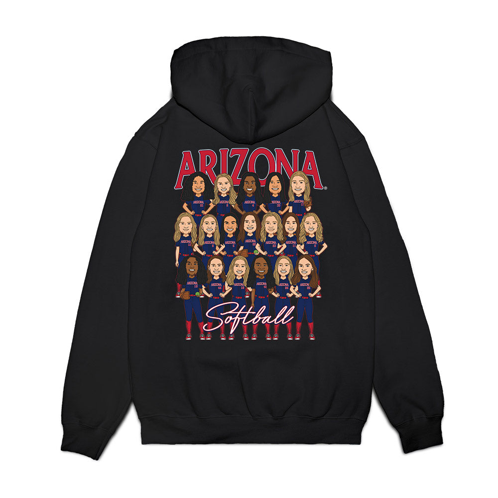 Arizona - NCAA Softball : - Team Caricature Premium Hooded Sweatshirt-1