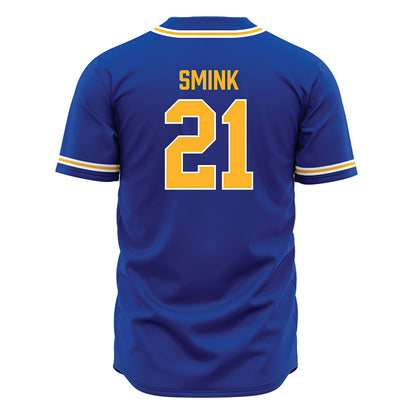Pittsburgh - NCAA Baseball : Eddie Smink - Blue Jersey-1