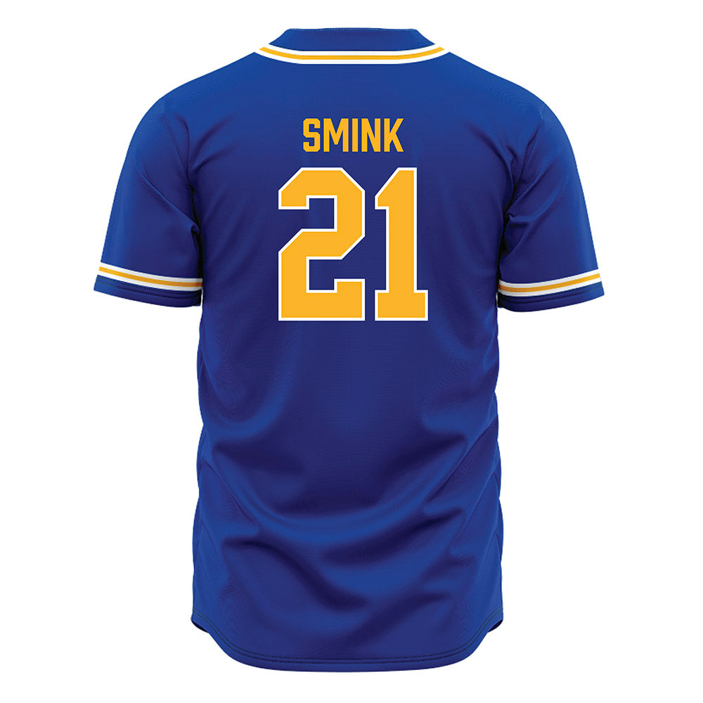 Pittsburgh - NCAA Baseball : Eddie Smink - Blue Jersey-1