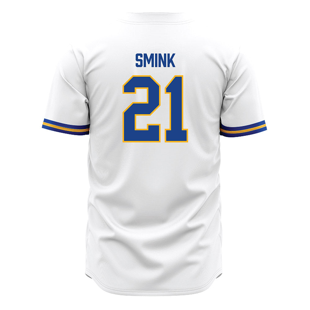 Pittsburgh - NCAA Baseball : Eddie Smink - White Jersey-1