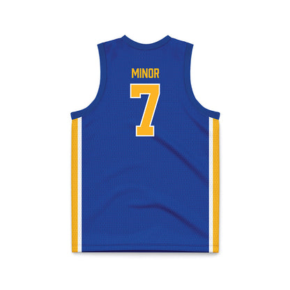 Pittsburgh - NCAA Men's Basketball : Damarco Minor - Blue Basketball Jersey-1