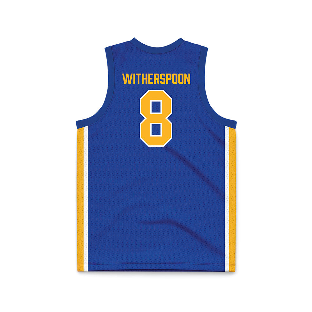 Pittsburgh - NCAA Men's Basketball : Omari Witherspoon - Blue Basketball Jersey-1