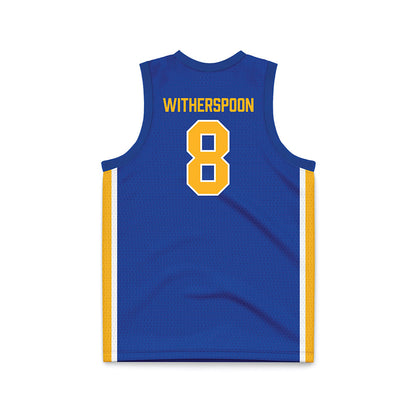 Pittsburgh - NCAA Men's Basketball : Omari Witherspoon - Blue Basketball Jersey-1