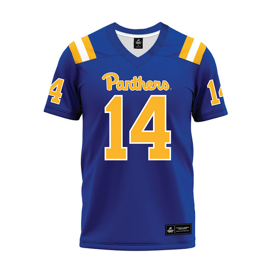 Pittsburgh - NCAA Football : Benny Haselrig - Blue Premium Football Jersey-0