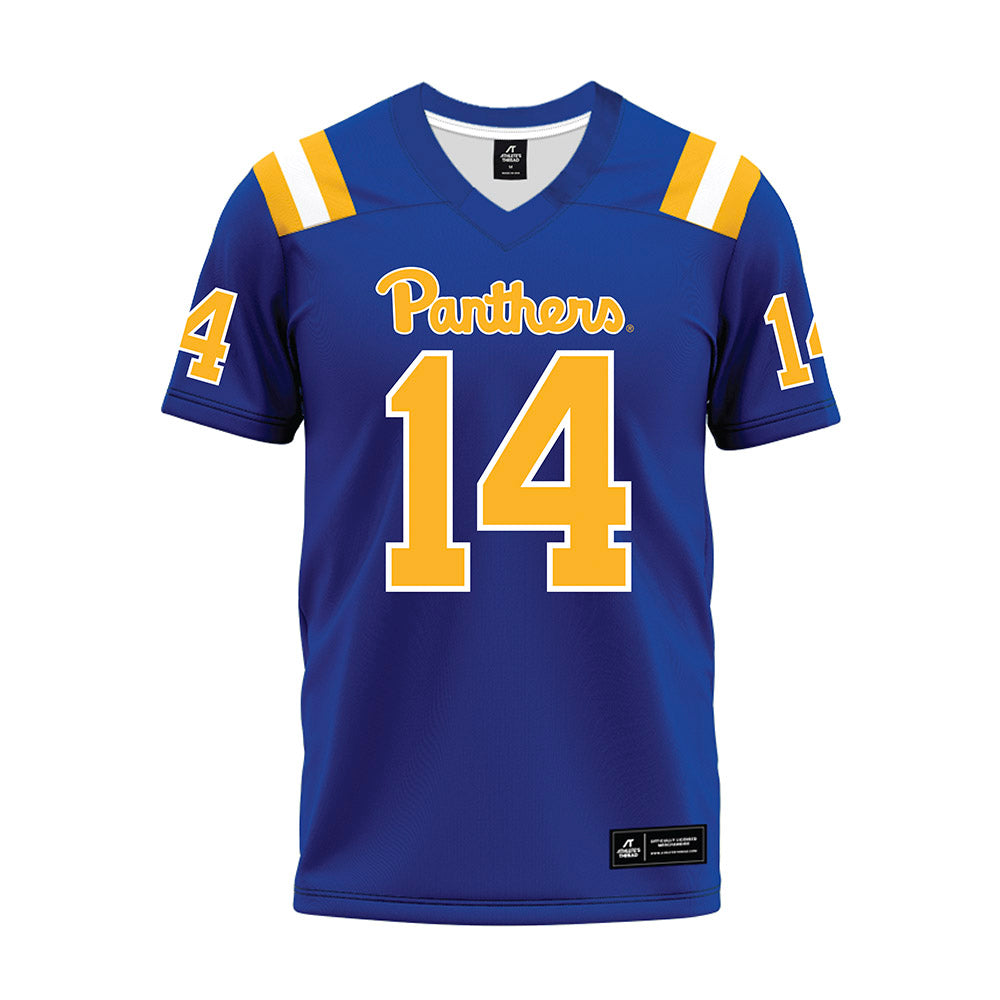 Pittsburgh - NCAA Football : Benny Haselrig - Blue Premium Football Jersey-0