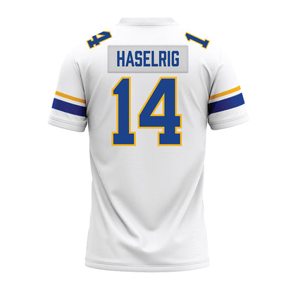 Pittsburgh - NCAA Football : Benny Haselrig - White Premium Football Jersey-1