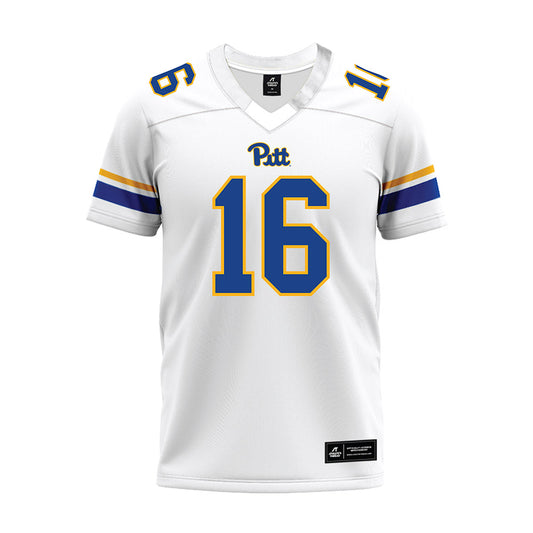 Pittsburgh - NCAA Football : Raion Strader - White Premium Football Jersey-0