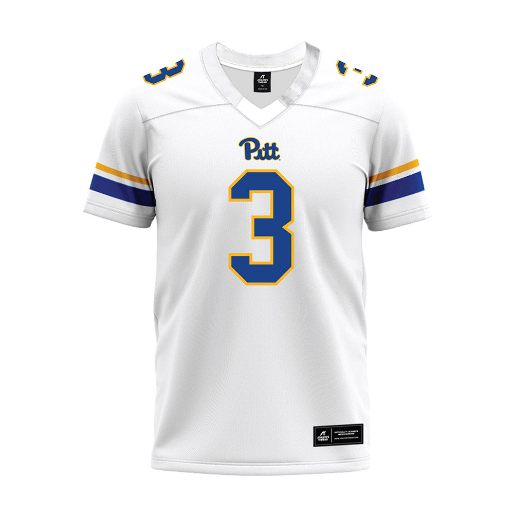 Pittsburgh - NCAA Football : Blue Hicks - White Premium Football Jersey-0