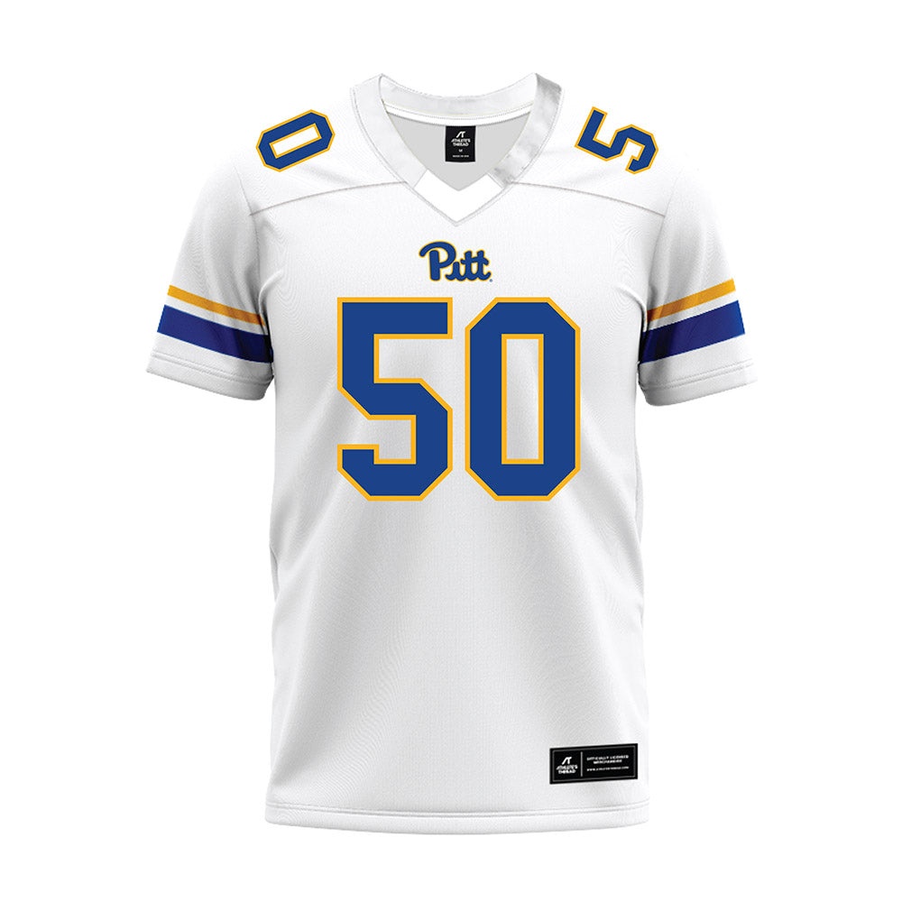 Pittsburgh - NCAA Football : Denim Cook - White Premium Football Jersey-0