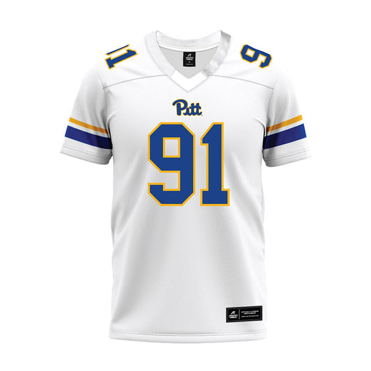 Pittsburgh - NCAA Football : Samuel Hunsaker - White Premium Football Jersey-0