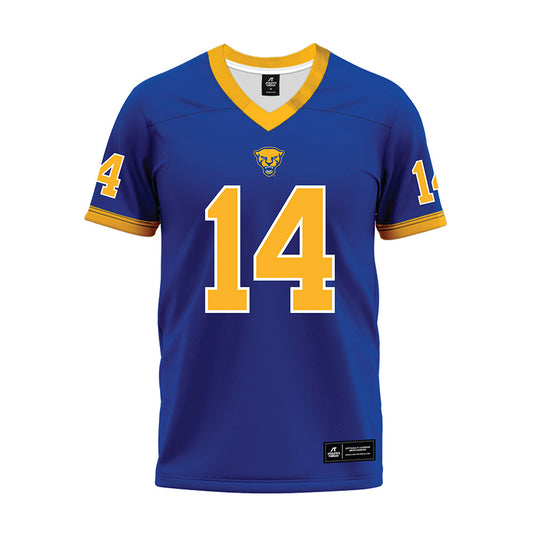 Pittsburgh - NCAA Football : Benny Haselrig - Blue Premium Football Jersey-0
