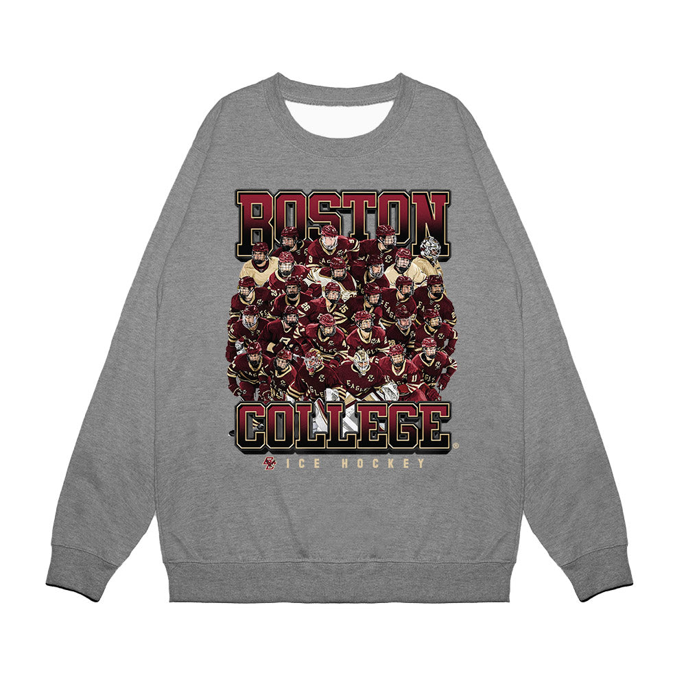 Boston College - NCAA Men's Ice Hockey : Team Collage Premium Crewneck Sweatshirt-0