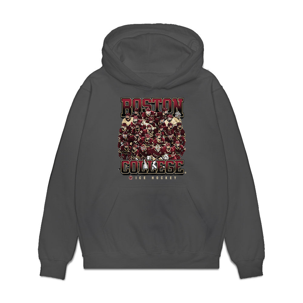 Boston College - NCAA Men's Ice Hockey : Team Collage Premium Hooded Sweatshirt-0