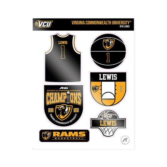 VCU - NCAA Men's Basketball : Nyk Lewis - Sticker Sheet-0