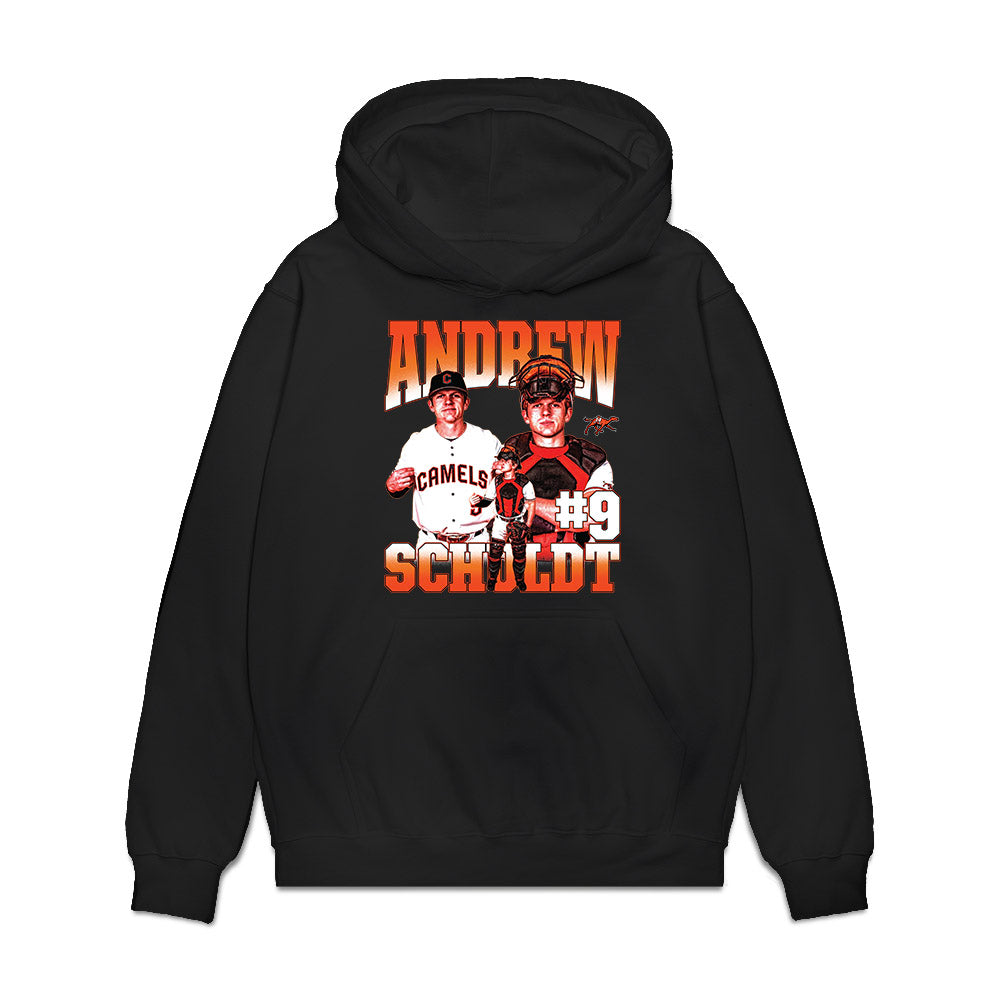 Campbell - NCAA Baseball : Andrew Schuldt - Collage Premium Hooded Sweatshirt-0
