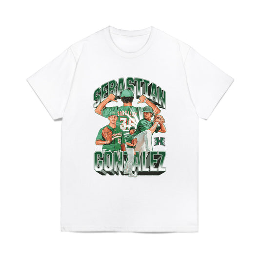 Hawaii - NCAA Baseball : Sebastian Gonzalez - Collage Comfort Colors T-Shirt-0