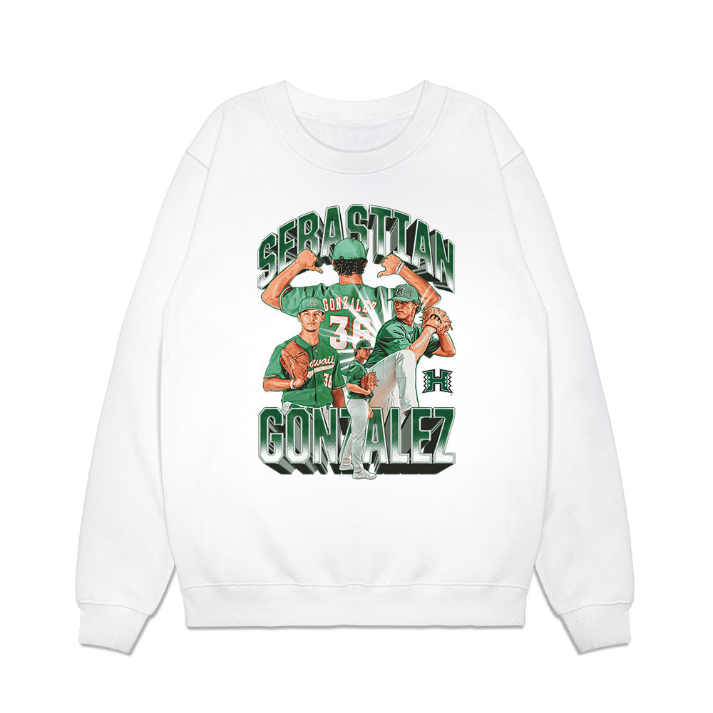 Hawaii - NCAA Baseball : Sebastian Gonzalez - Collage Premium Crewneck Sweatshirt-0