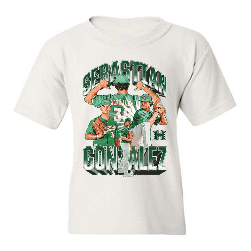 Hawaii - NCAA Baseball : Sebastian Gonzalez - Collage Youth T-Shirt-0