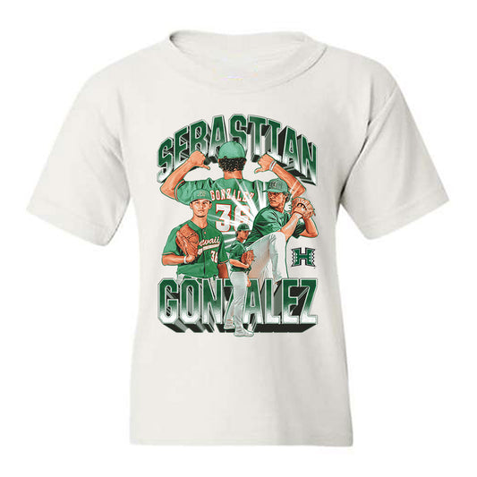 Hawaii - NCAA Baseball : Sebastian Gonzalez - Collage Youth T-Shirt-0