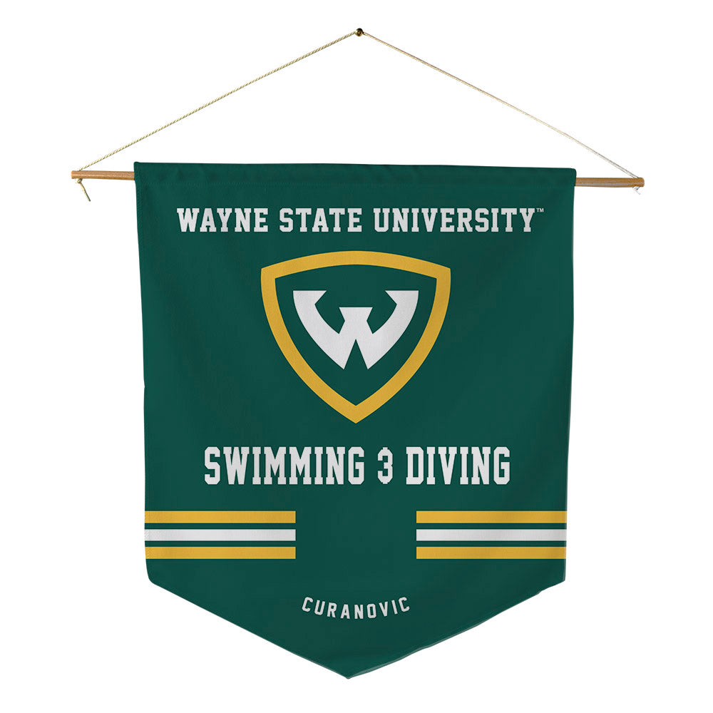 Wayne State - NCAA Men's Swimming & Diving : Leland Curanovic - Pennant - 18" x 21"-0