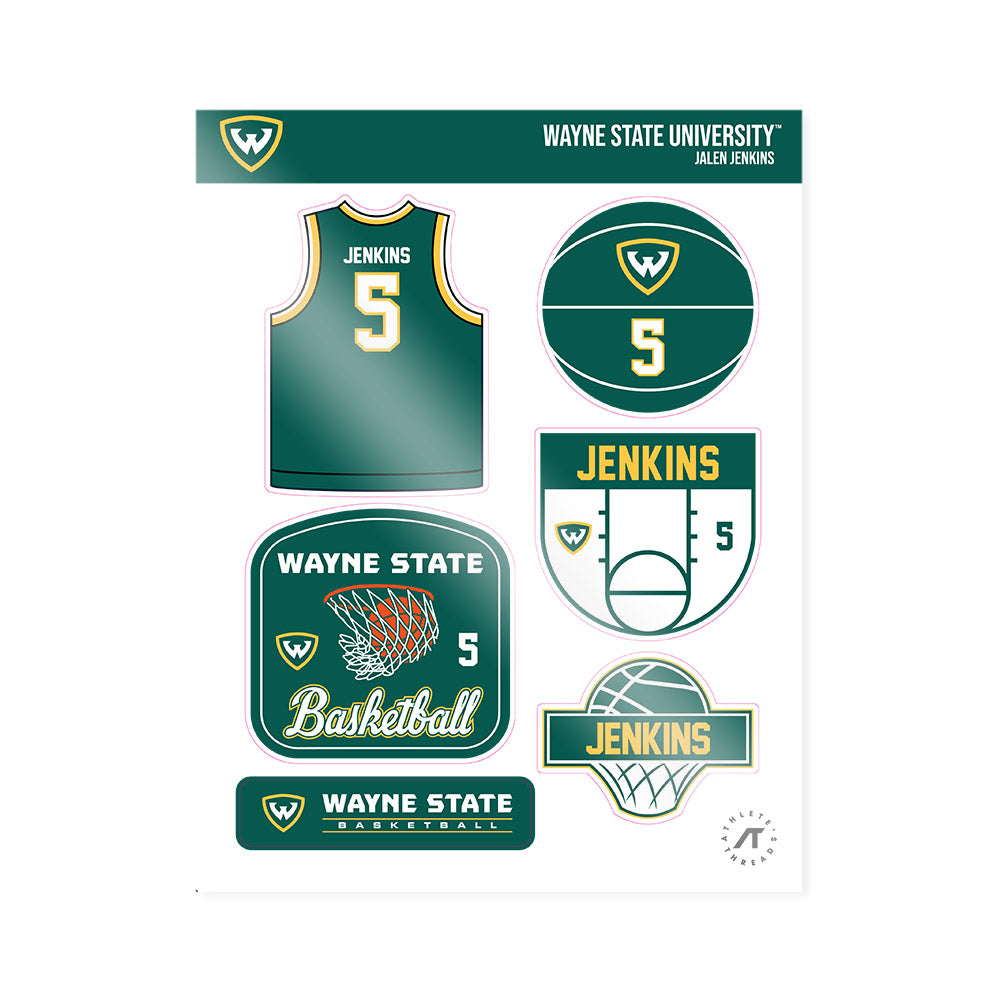 Wayne State - NCAA Men's Basketball : Jalen Jenkins - Sticker Sheet-0