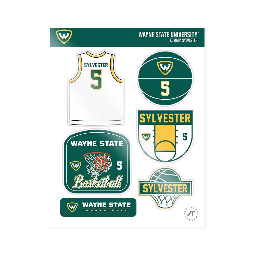 Wayne State - NCAA Women's Basketball : Komara Sylvester - Sticker Sheet-0