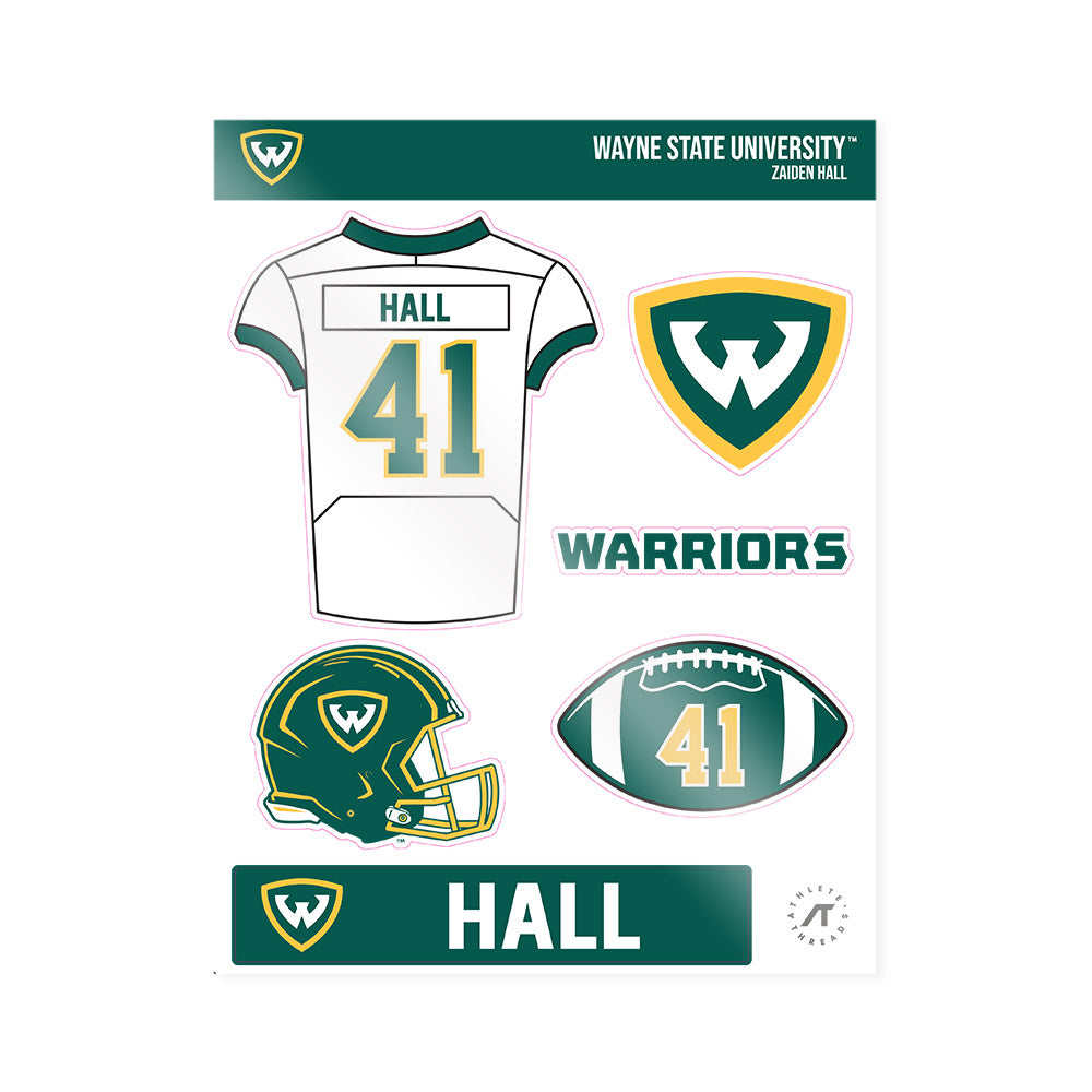 Wayne State - NCAA Football : Zaiden Hall - Sticker Sheet-0